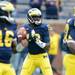 Michigan quarterback Devin Gardner looks to pass the ball during warm ups against Northwester an Michigan Stadium on Saturday. Melanie Maxwell I AnnArbor.com